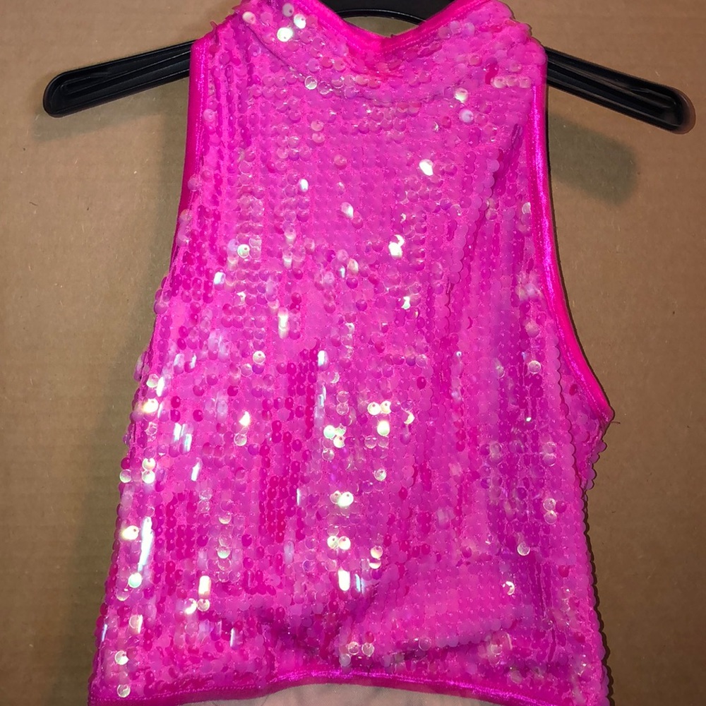 Hot pink sequin dance top